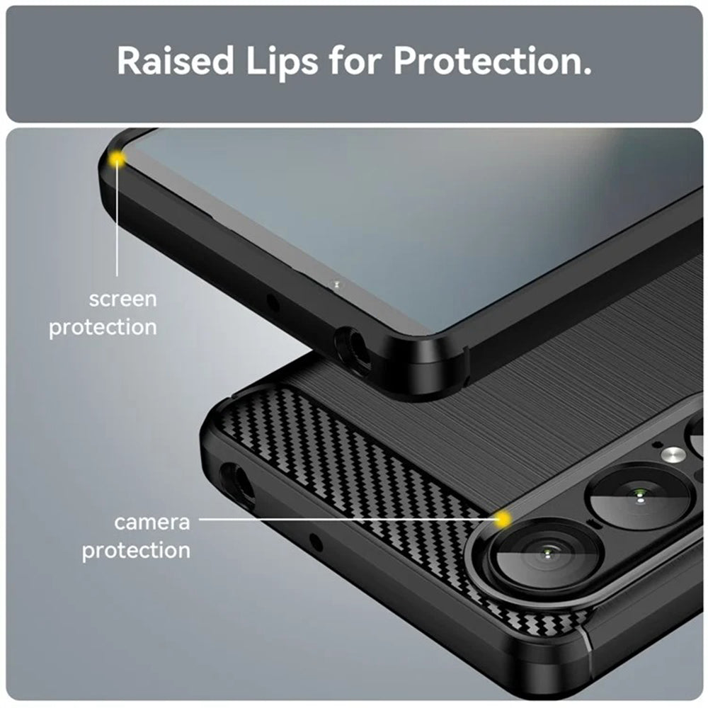 Cover til Sony Xperia 1 VII, Techsuit, Carbon, Sort
