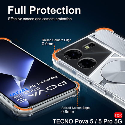 Cover til Tecno Pova 5 Pro, Techsuit, Stødabsorberende Klar, Transparent