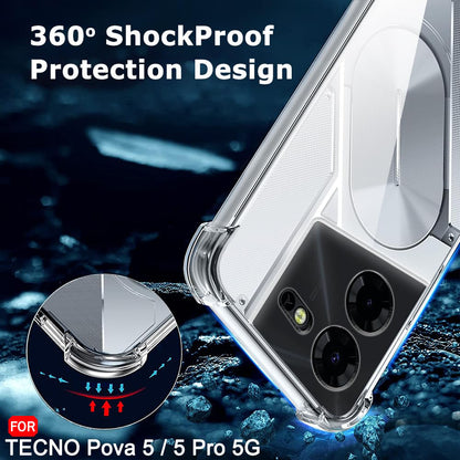 Cover til Tecno Pova 5 Pro, Techsuit, Stødabsorberende Klar, Transparent