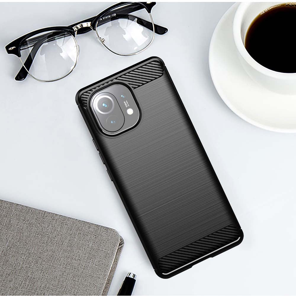 Cover til Xiaomi 11 Lite 5G NE / Mi 11 Lite 5G / 11 Lite, Techsuit, Carbon, Sort