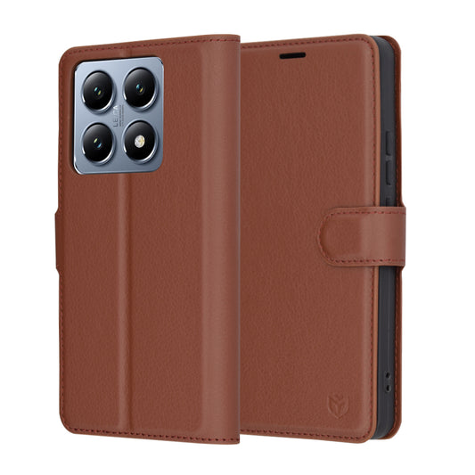 Cover til Xiaomi 14T Pro, Techsuit, Leather Folio, Brun
