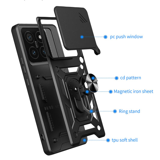 Cover til Xiaomi 14T, Techsuit, CamShield, Sort