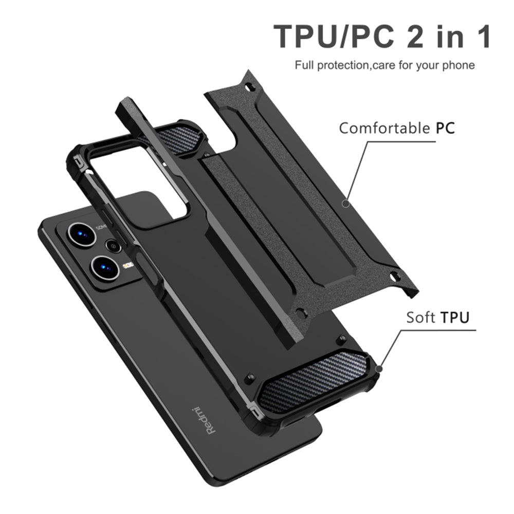 Cover til Xiaomi Poco C65 / Redmi 13C, Techsuit, Hybrid Armor, Sort