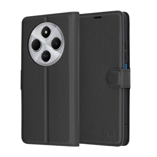 Cover til Xiaomi Poco C75 / Redmi 14C, Techsuit, Læder Folio, Sort