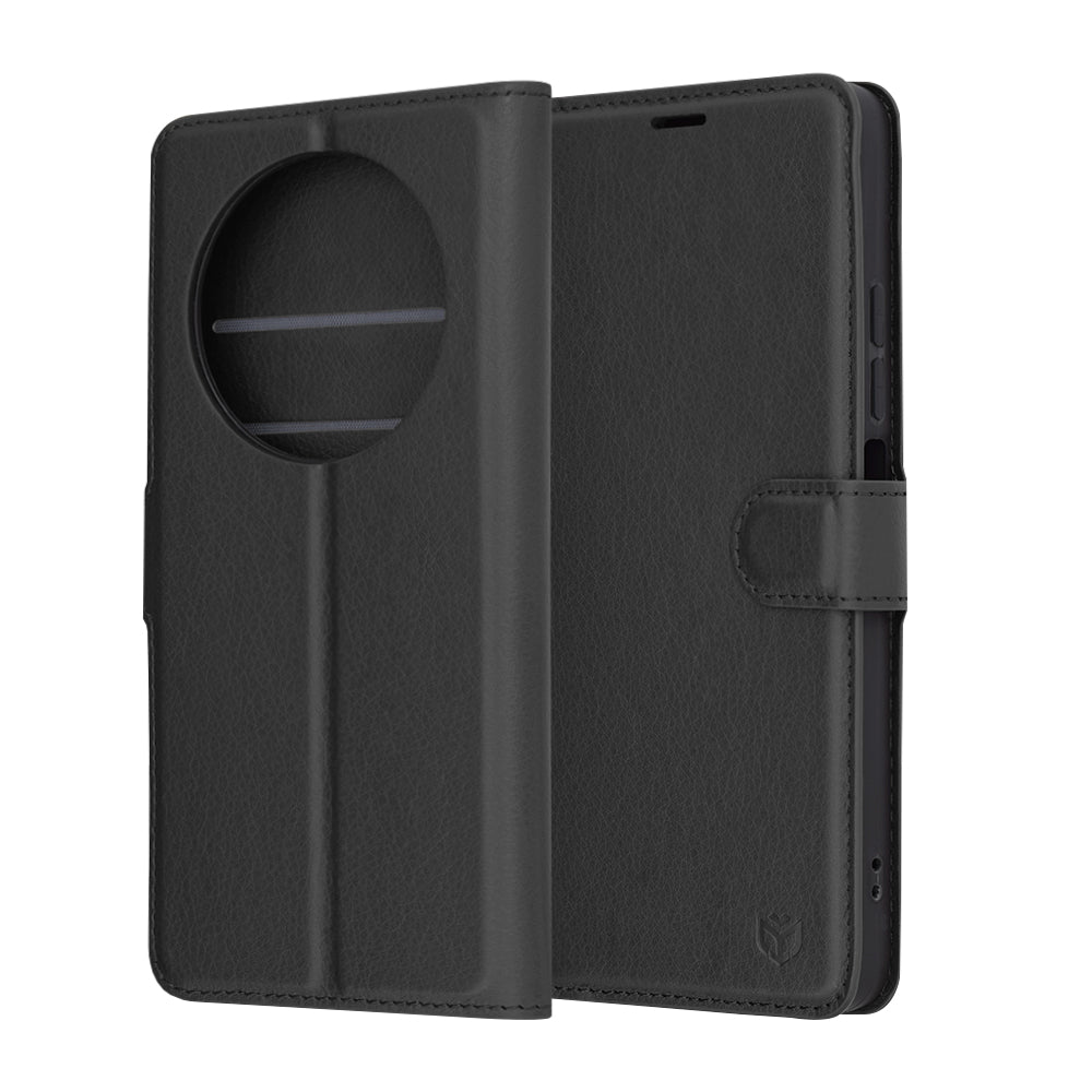 Cover til Xiaomi Poco C75 / Redmi 14C, Techsuit, Læder Folio, Sort