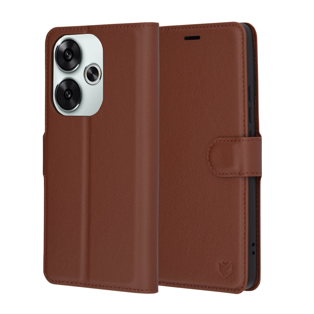 Cover til Xiaomi Poco F6, Techsuit, Leather Folio, Brun