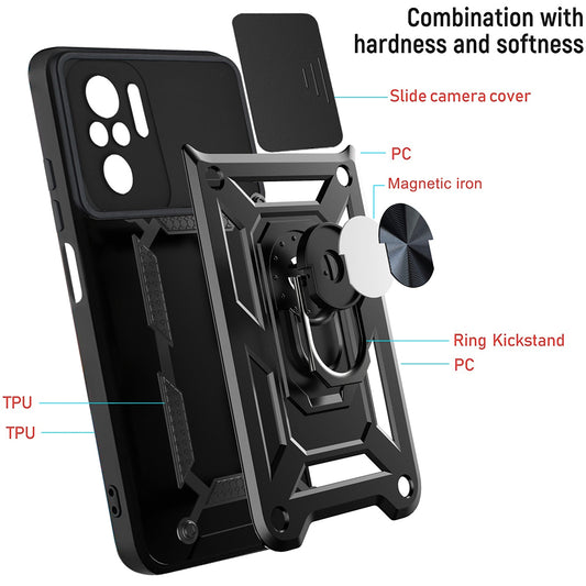 Cover til Xiaomi Poco M5s / Redmi Note 10S / Note 10, Techsuit, CamShield, Sort