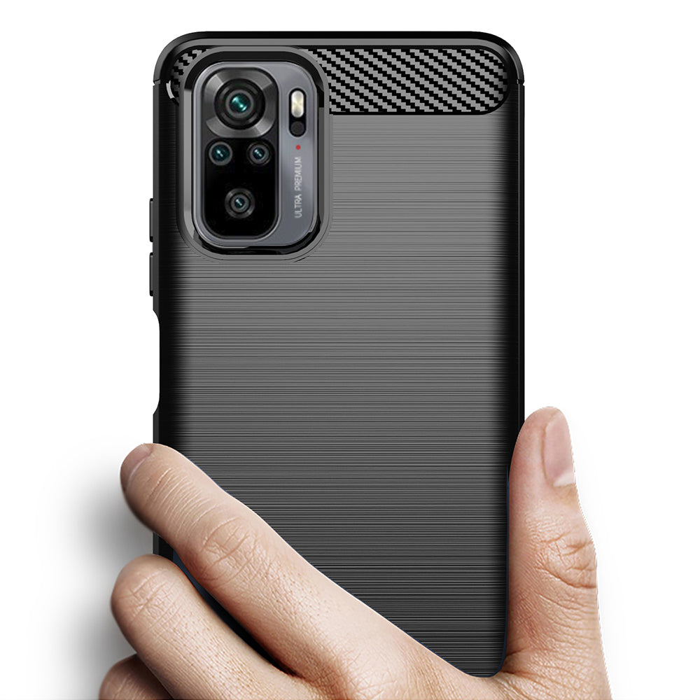 Cover til Xiaomi Poco M5s / Redmi Note 10S / Note 10, Techsuit, Carbon, Sort