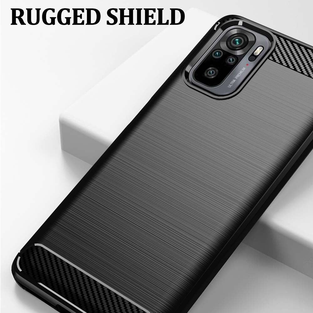 Cover til Xiaomi Poco M5s / Redmi Note 10S / Note 10, Techsuit, Carbon, Sort