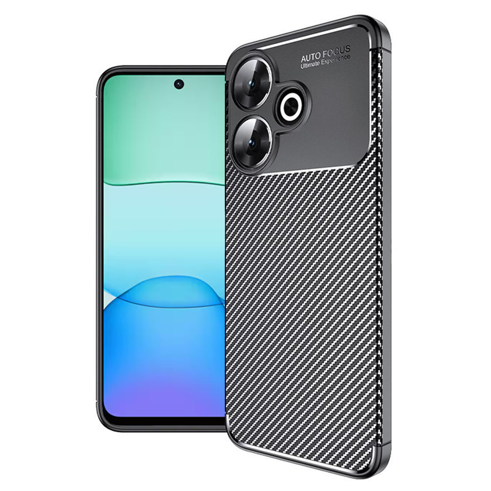 Cover til Xiaomi Poco M6 4G / Redmi 13, Techsuit, CarbonFiber, Sort