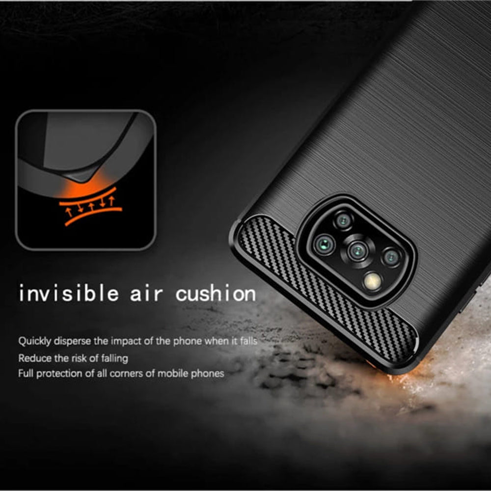 Cover til Xiaomi Poco X3 Pro / X3 NFC / X3, Techsuit, Carbon, Sort