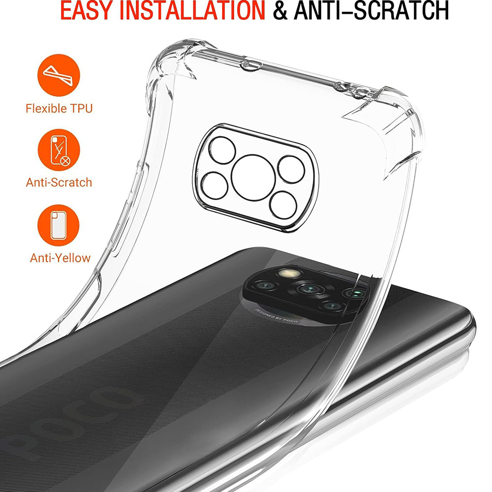 Cover til Xiaomi Poco X3 Pro / X3 NFC / X3, Techsuit, Stødabsorberende Klar, Transparent