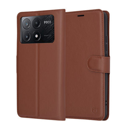 Cover til Xiaomi Poco X6 Pro, Techsuit, Leather Folio, Brun