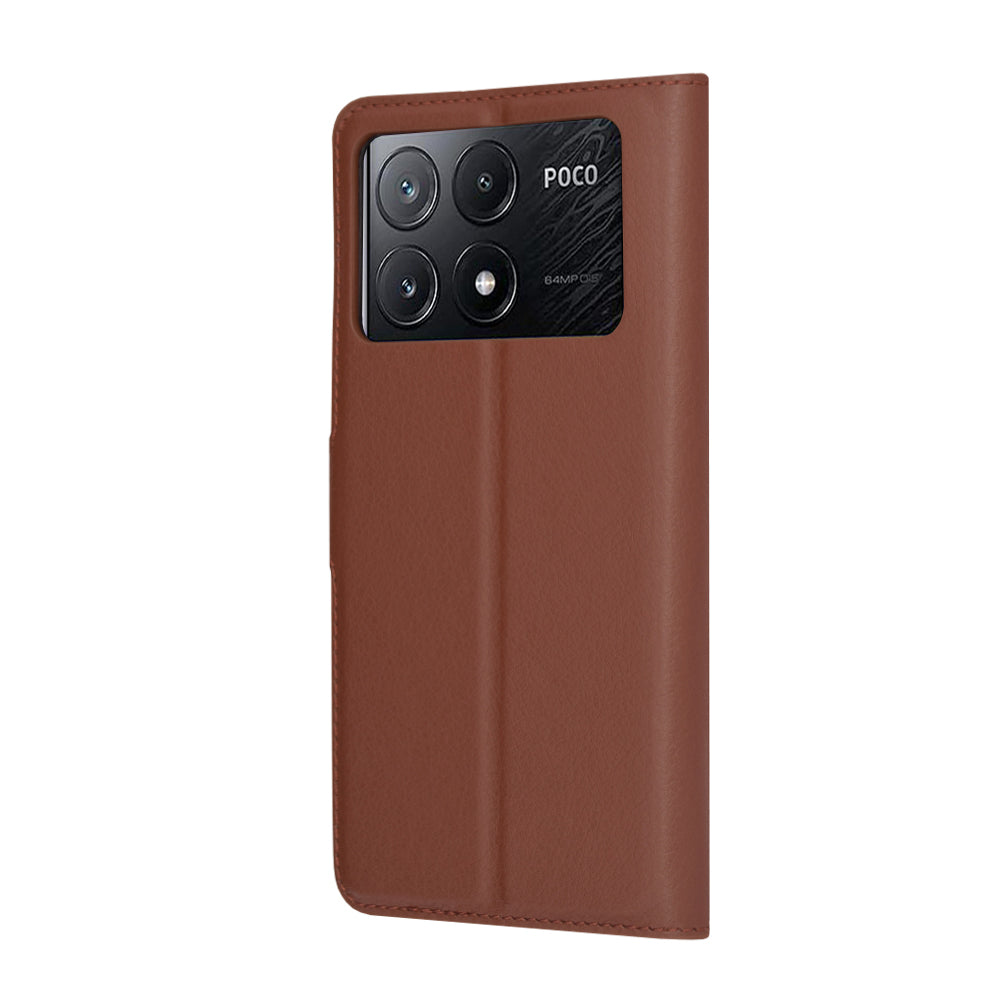 Cover til Xiaomi Poco X6 Pro, Techsuit, Leather Folio, Brun