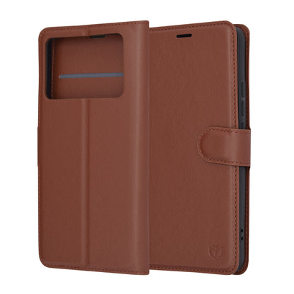 Cover til Xiaomi Poco X6 Pro, Techsuit, Leather Folio, Brun