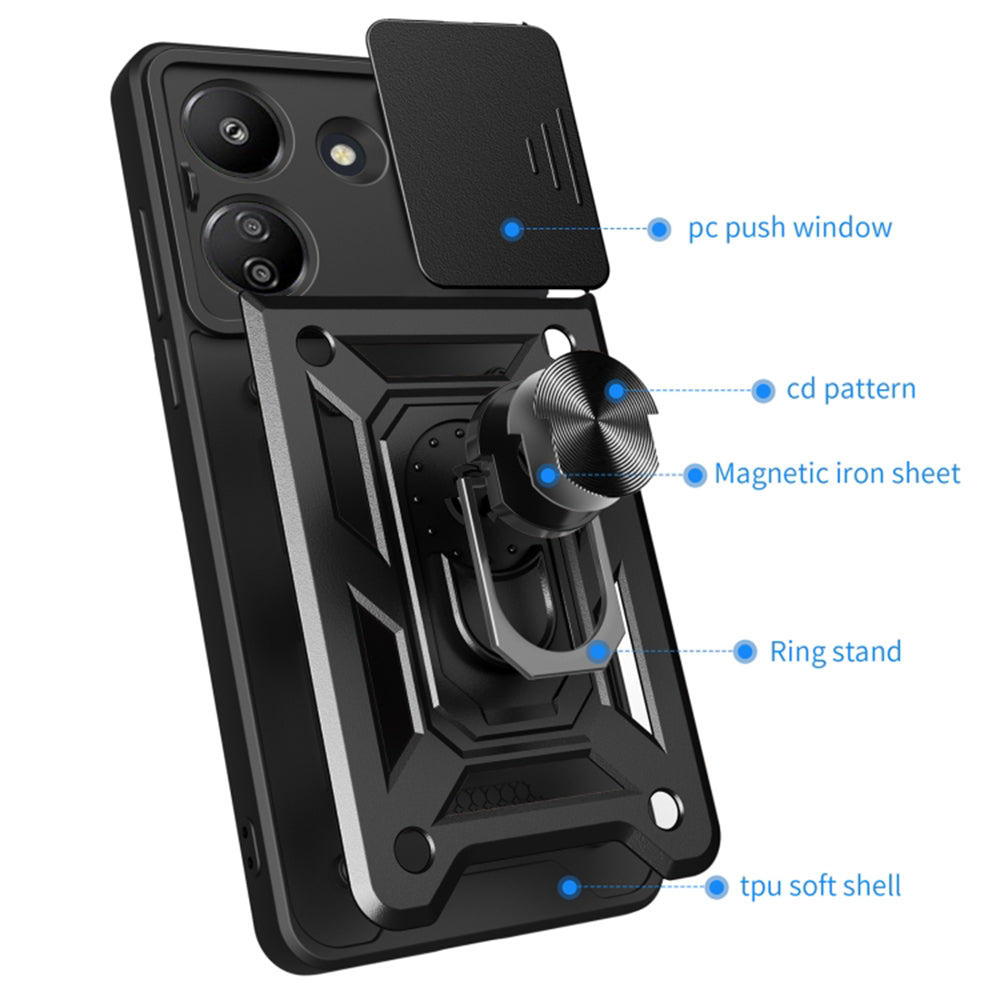 Cover til Xiaomi Redmi 13C 5G, Techsuit, CamShield, Sort