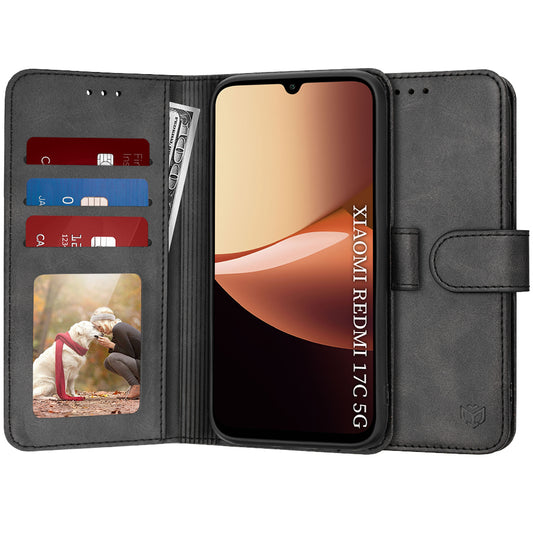 Cover til Xiaomi Redmi 17C 5G, Techsuit, Diary Book, Sort