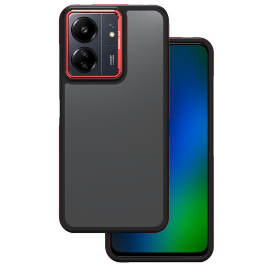 Cover til Xiaomi Poco M6 / Redmi 13C 5G, OEM, Crystal Black, Rød