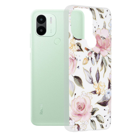 Cover til Xiaomi Redmi A2+ / A1+, Techsuit, Marble, Hvid