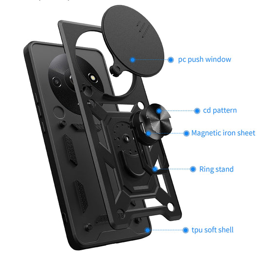 Cover til Xiaomi Redmi A3x / A3, Techsuit, CamShield, Sort
