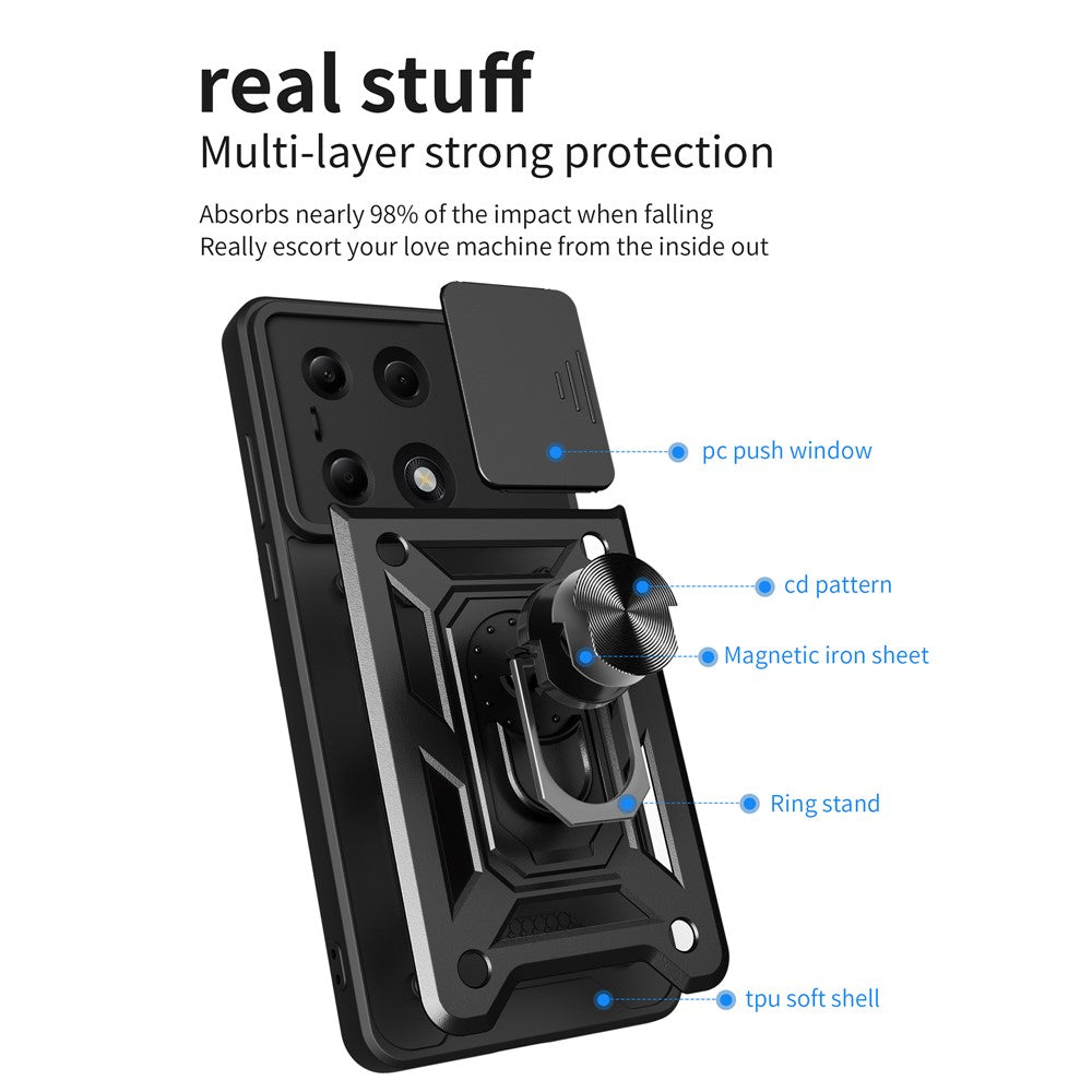 Cover til Xiaomi Redmi Note 13 Pro 4G / Poco M6 Pro 4G, Techsuit, CamShield, Sort