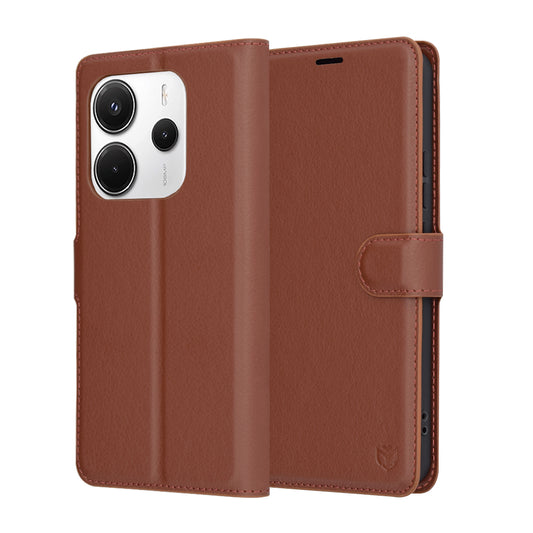 Cover til Xiaomi Redmi Note 14 4G (Regional), Techsuit, Læder Folio, Brun