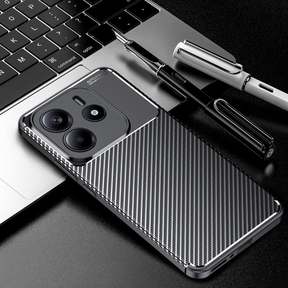 Cover til Xiaomi Redmi Note 14 5G, Techsuit, CarbonFiber, Sort