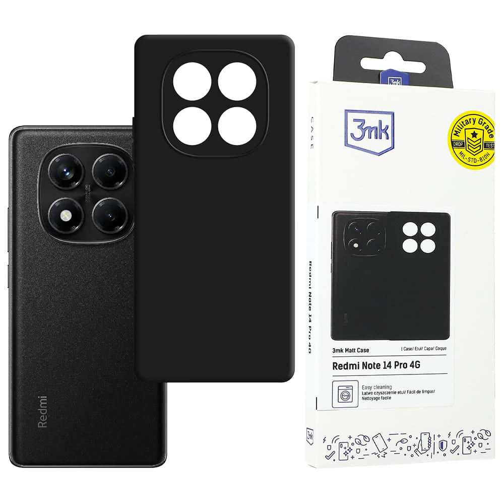 Cover til Xiaomi Redmi Note 14 Pro 4G, 3MK, Mat Sort