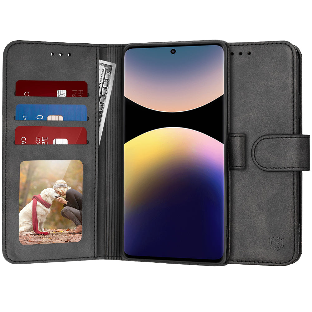 Cover til Xiaomi Redmi Note 14 Pro 4G, Techsuit, Diary Book, Sort