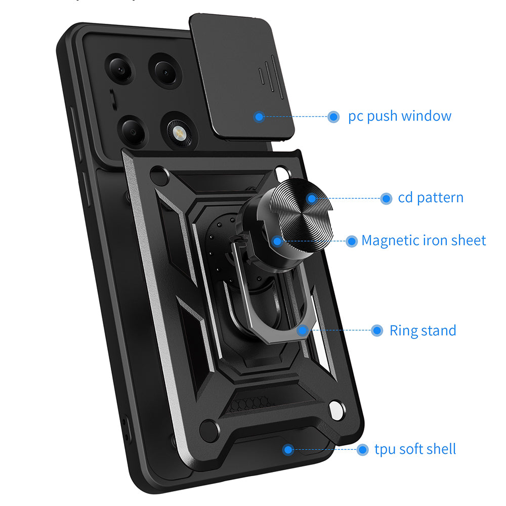Cover til Xiaomi Redmi Note 14S / Note 13 Pro 4G / Poco M6 Pro 4G, Techsuit, CamShield, Blå