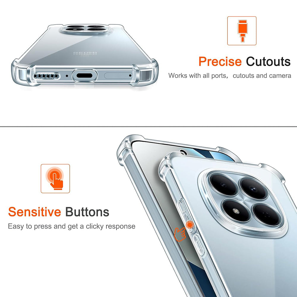 Etui til Xiaomi Redmi Note 15 Pro 4G, Techsuit, Shockproof Clear, Gennemsigtig