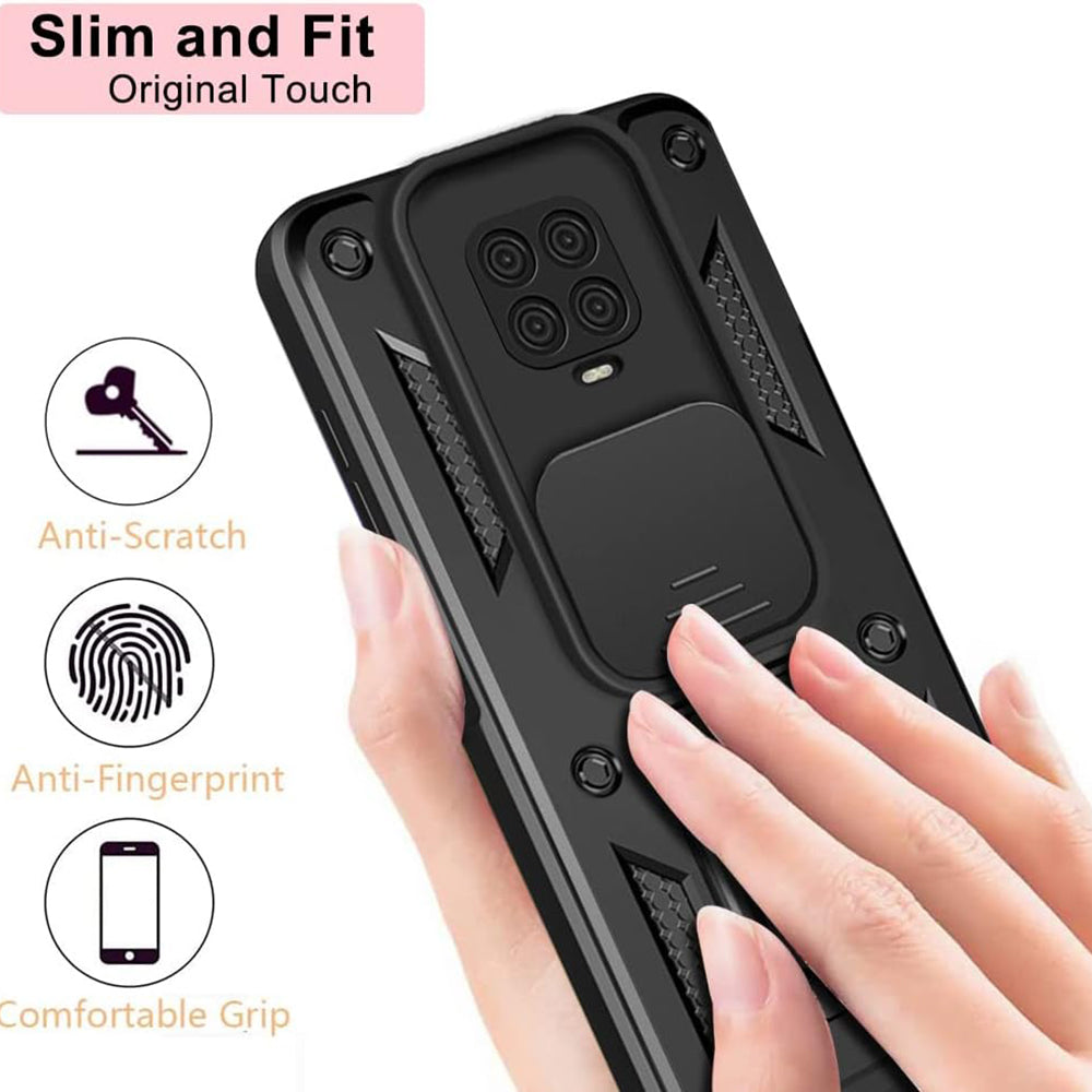 Cover til Xiaomi Redmi Note 9S / Note 9 Pro / Note 9 Pro Max, Techsuit, CamShield, Sort