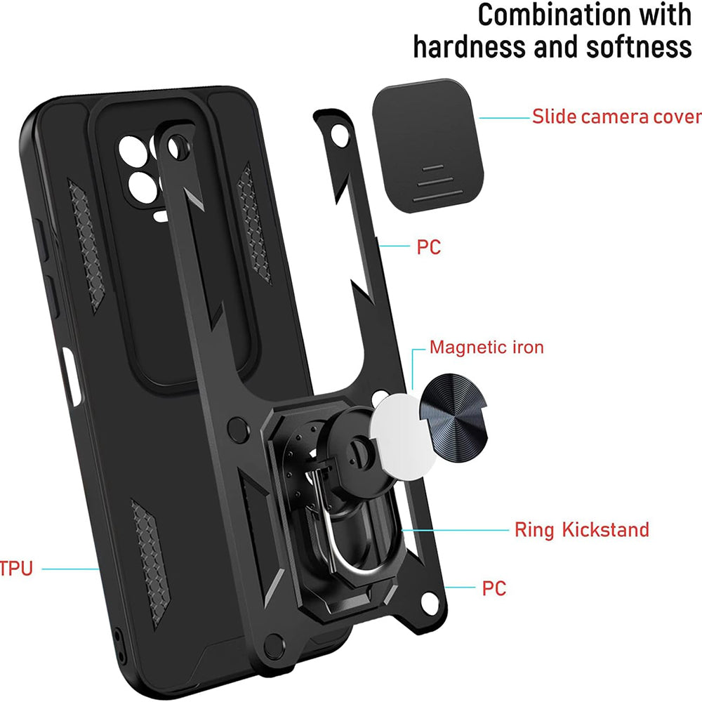 Cover til Xiaomi Redmi Note 9S / Note 9 Pro / Note 9 Pro Max, Techsuit, CamShield, Sort