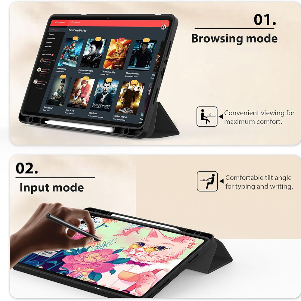 Cover til Xiaomi Redmi Pad SE 8.7, Techsuit, Flex Trifold, Sort