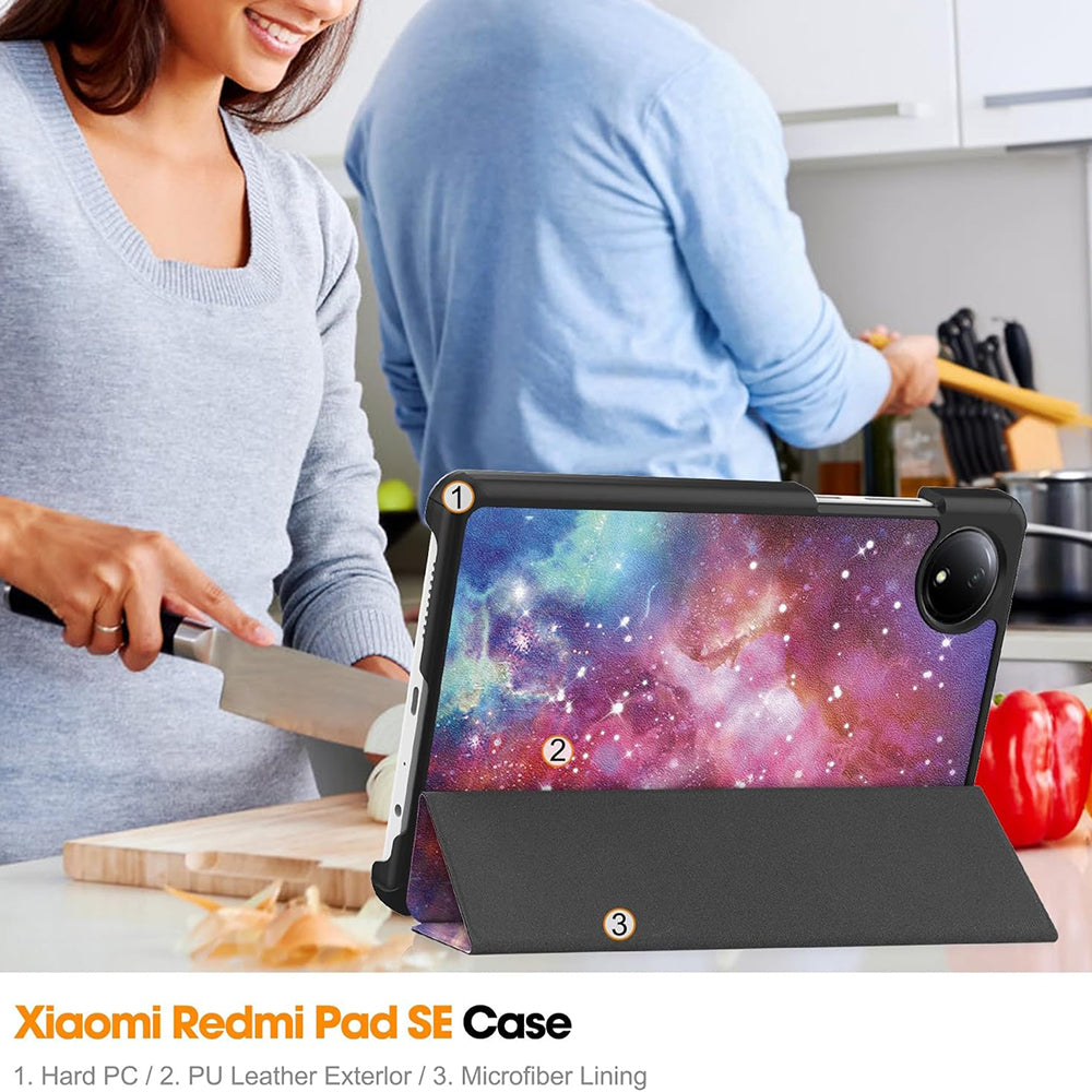 Cover til Xiaomi Redmi Pad SE 8.7, Techsuit, FoldPro Galaxy, Multifarvet