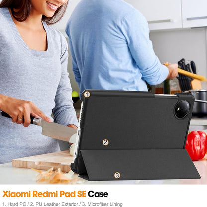 Case for Xiaomi Redmi Pad SE 8.7, Techsuit, FoldPro, Black