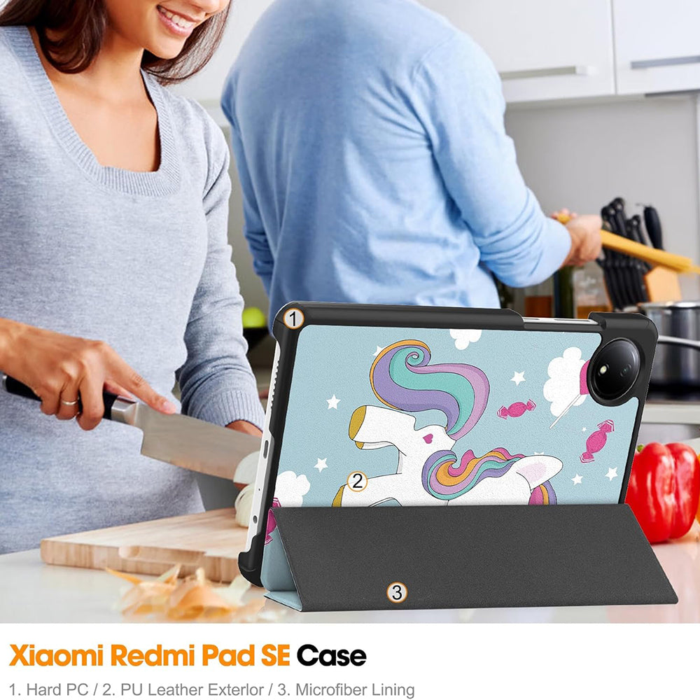 Cover til Xiaomi Redmi Pad SE 8.7, Techsuit, FoldPro Unicorn, Multifarvet