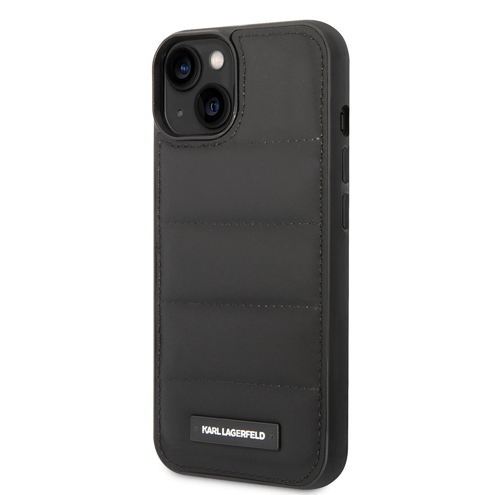 Case for Apple iPhone 14 Plus, Karl Lagerfeld, Quilted Puffy Metal Logo, Black