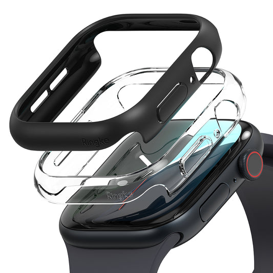 Ringke Slim-etui til Apple Watch Series 10 / 11 46mm, sæt med 2 stk., Mat sort / Transparent