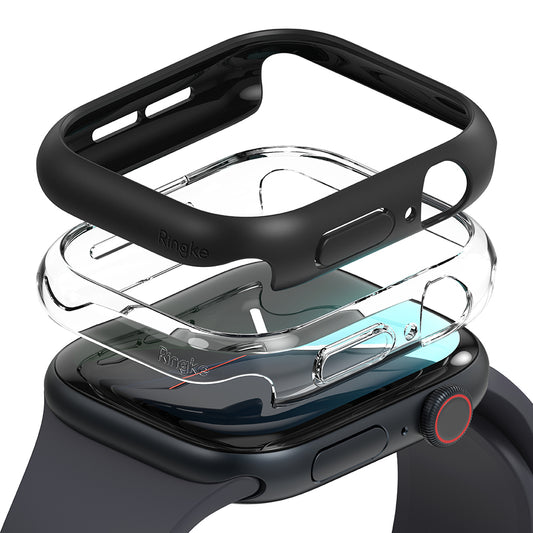 Ringke Slim-etui til Apple Watch Series 10 / 11 46mm, sæt med 2 stk., Mat sort / Transparent