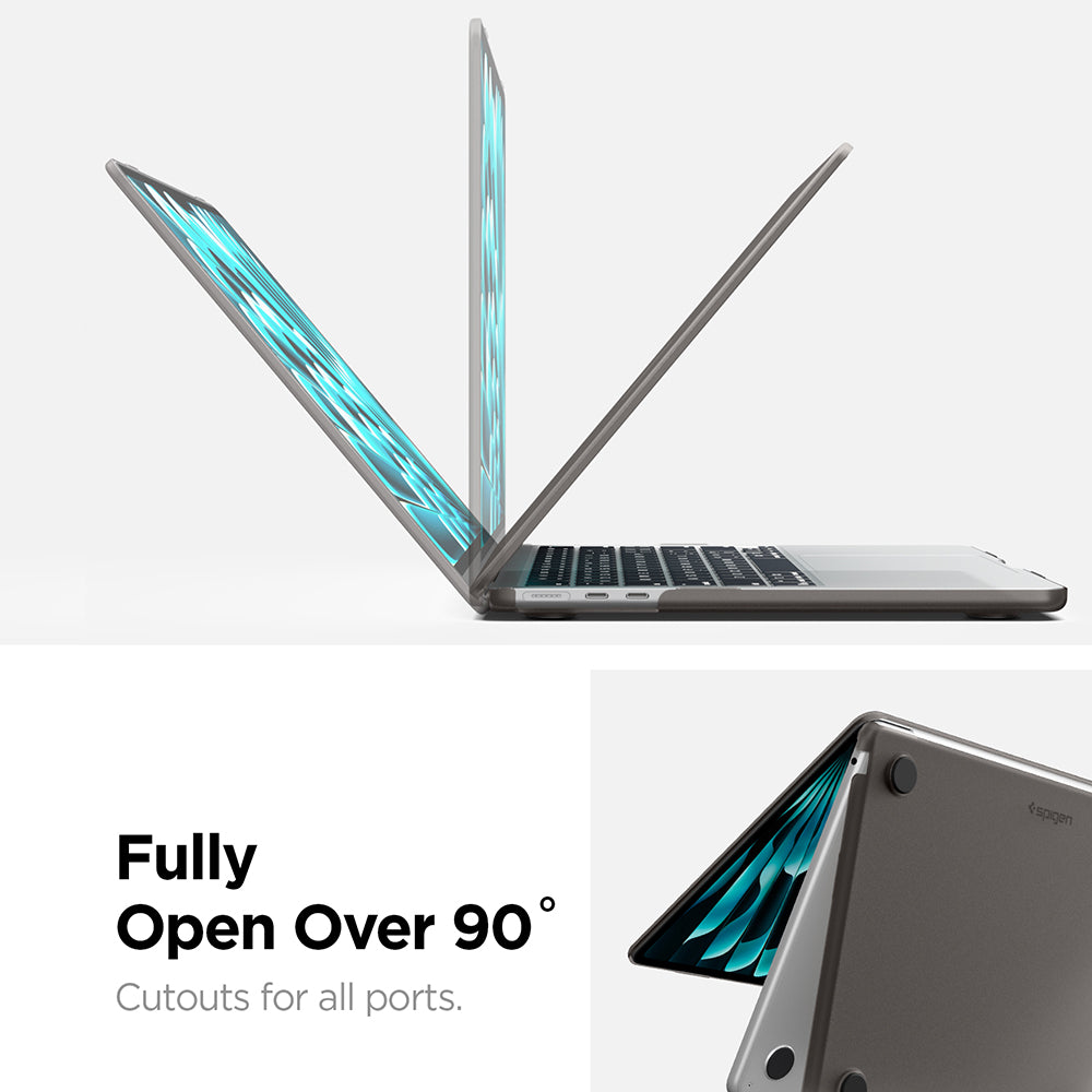 Spigen Airskin-etui til Apple MacBook Air 13 tommer (2026) / (2025) / (2024) / (2022), Sort Satin ACS11531