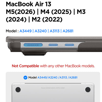 Spigen Airskin-etui til Apple MacBook Air 13 tommer (2026) / (2025) / (2024) / (2022), Sort Satin ACS11531