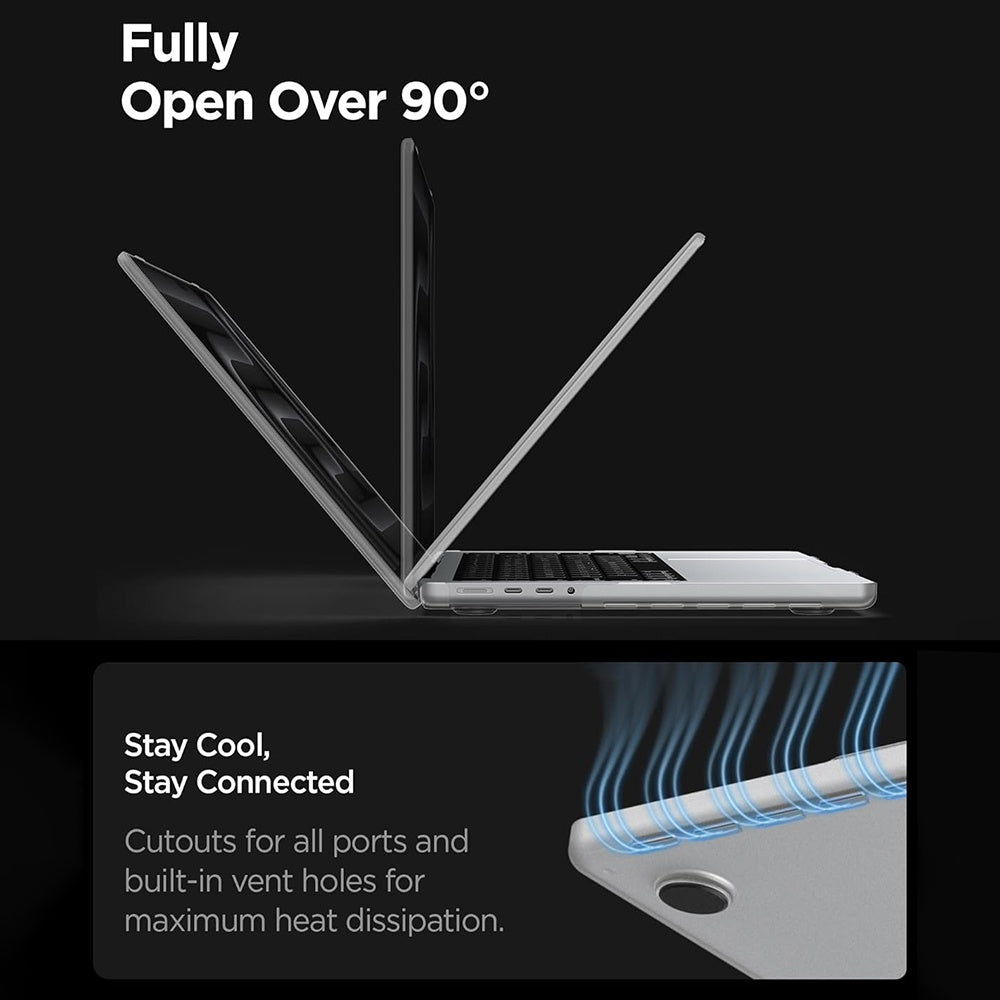 Spigen Airskin cover til Apple MacBook Pro 16inch (2026) / (2024) / (2023) / (2021), Satin Transparent ACS11526