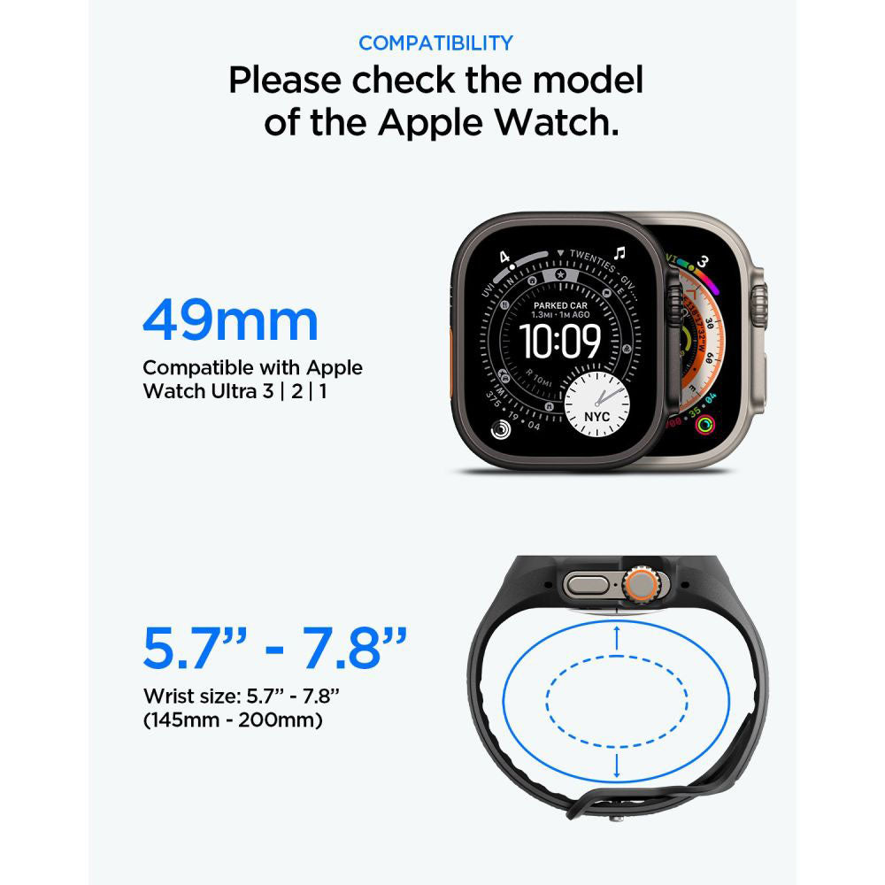 Spigen Liquid Air Pro cover med skærmbeskytter til Apple Watch Ultra Series, Mat Sort ACS11416