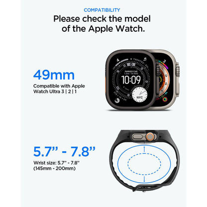 Spigen Liquid Air Pro cover med skærmbeskytter til Apple Watch Ultra Series, Mat Sort ACS11416