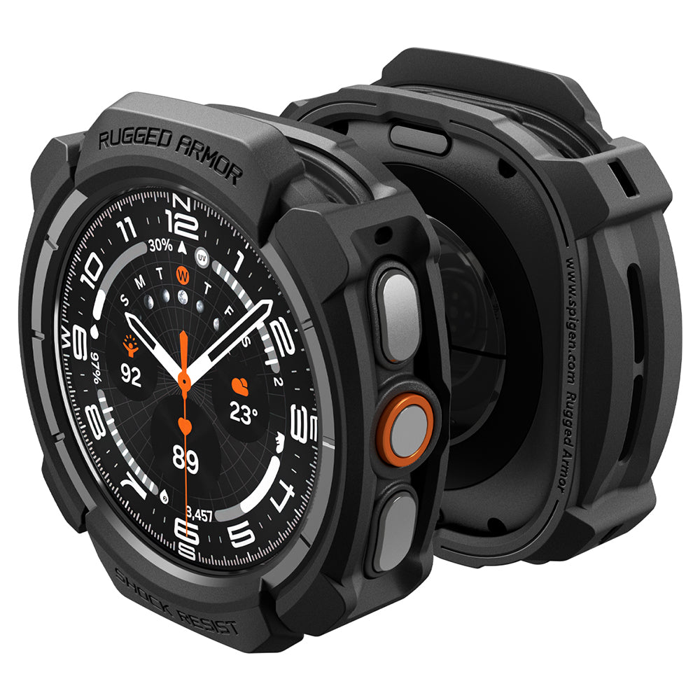 Spigen Rugged Armor cover til Samsung Galaxy Watch Ultra2, Mat Sort ACS11611