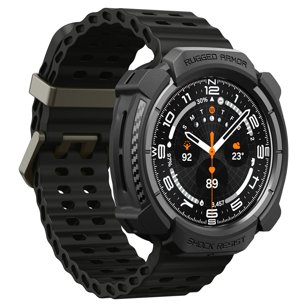 Spigen Rugged Armor cover til Samsung Galaxy Watch Ultra2, Mat Sort ACS11611