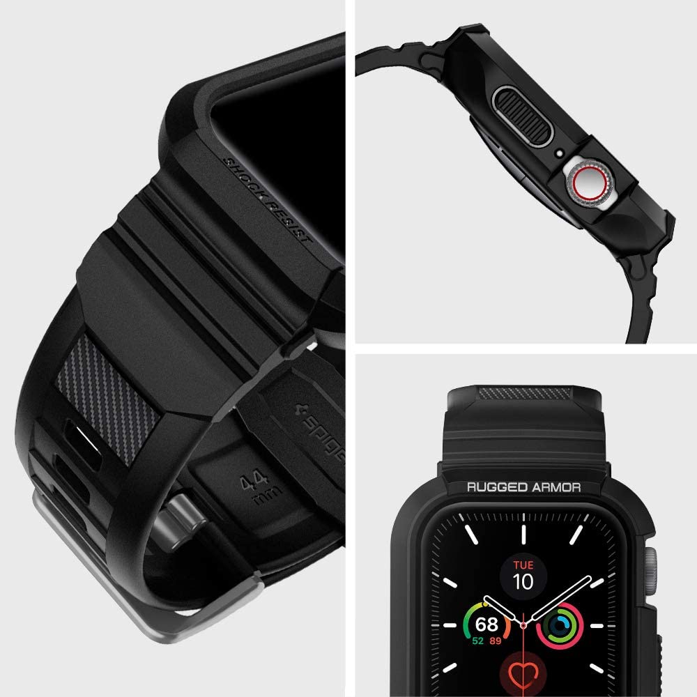 Spigen Rugged Armor Pro cover til Apple Watch 44mm Series, Sort 062CS25324