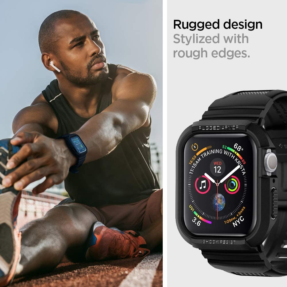 Spigen Rugged Armor Pro cover til Apple Watch 44mm Series, Sort 062CS25324