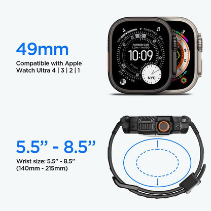 Spigen Rugged Armor Pro Case with Screen Protector for Apple Watch Ultra Series, Black ACS12053